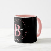 Mug Fille tendance rose Nom noir Monogramme Script Caf (Devant droit)