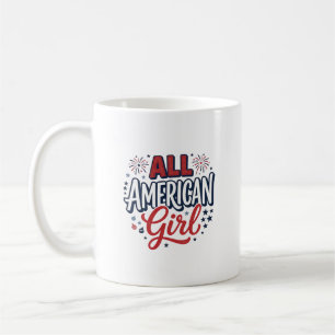 Mug Fille tout à fait américaine dessin vectoriel vint