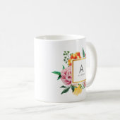 Mug Fille TRENDY Aquarelle Fleurs de pivoine Monogramm (Devant droit)