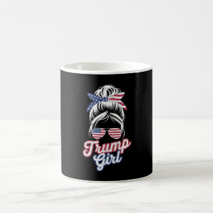Mug Fille Trump Chignon Décoiffé Vintage Drapeau Améri