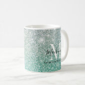 Mug Fille vert argent Ombre Parties scintillant Nom du (Devant droit)