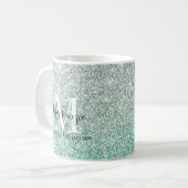 Mug Fille vert argent Ombre Parties scintillant Nom du (Devant gauche)