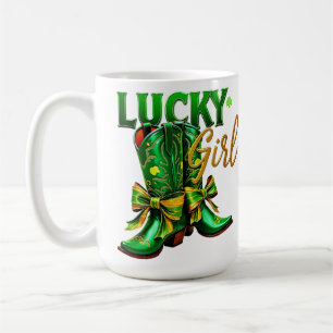 MUG FILLE VERTE LUCKY AVEC DES BOOTS OCCIDENTAUX BRILL