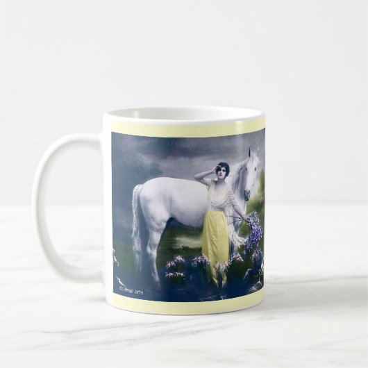 Mug fille victorienne avec cheval blanc (Gauche)