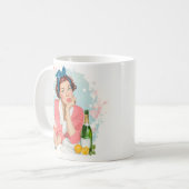 Mug Fille Vintage avec Champagne Rose (Devant gauche)