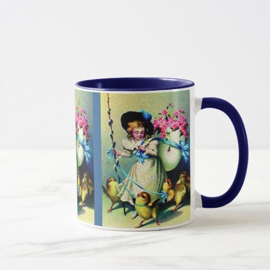 Mug Fille vintage de Pâques et bébés poussins (Droite)