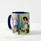 Mug Fille vintage de Pâques et bébés poussins (Devant gauche)