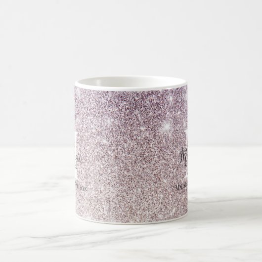 Mug Fille violet rose ombre Parties scintillant Nom du (Centre)