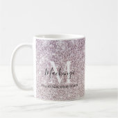 Mug Fille violet rose ombre Parties scintillant Nom du (Gauche)