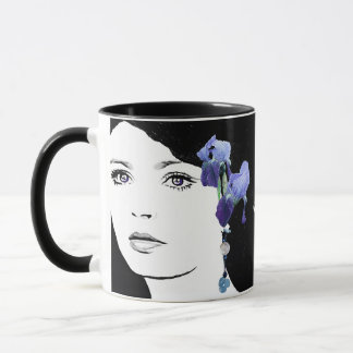 Mug Fille visage Emily nom personnalisable bleu iris f
