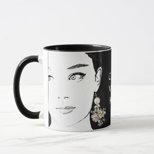 Mug Fille visage jolie mode florale illustration funky (Gauche)