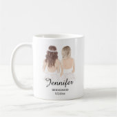 Mug filles aquarelle, demoiselle d'honneur Personnalis (Gauche)