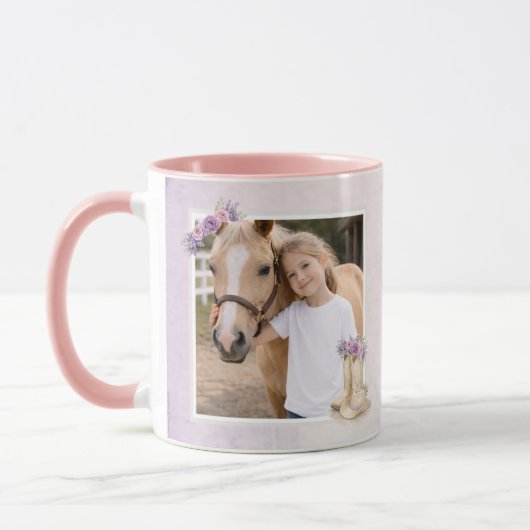 Mug Filles Cheval Floral Violet (Gauche)