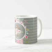Mug Filles Croix Florale Bautizo Baptême rose Fleurs (Devant droit)