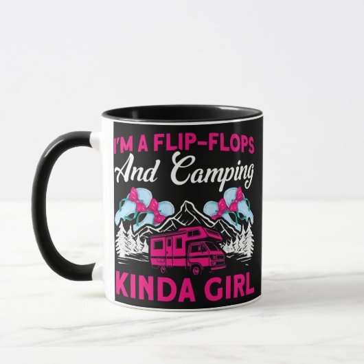 Mug Filles Flip Flops Et Camping Kinda Girl Caravan (Gauche)