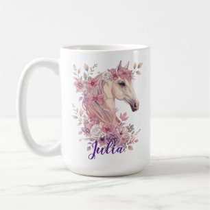 Mug Filles Jolis Poneys Floral Pastel Cheval