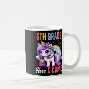Mug Filles licorne de 5e année, me voici, retour à l'é