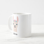 Mug Filles Llama Couronne Florale Personnaliser le nom (Devant gauche)