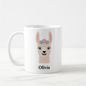 Mug Filles Llama Couronne Florale Personnaliser le nom (Gauche)