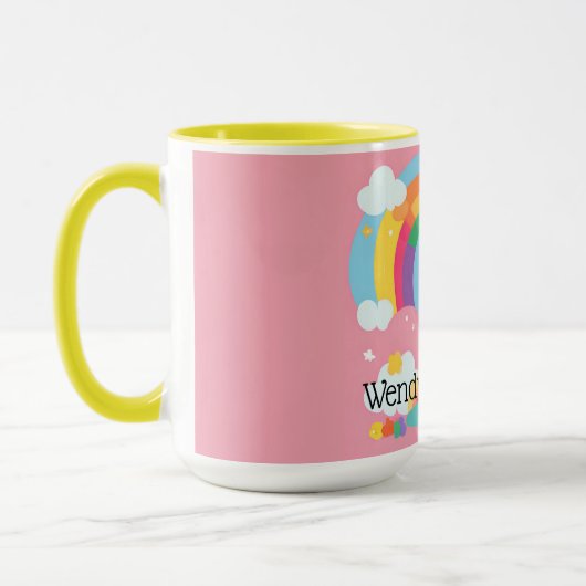 Mug Fille's mignon Unicorn arc-en-ciel Nom personnalis (Gauche)