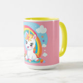 Mug Fille's mignon Unicorn arc-en-ciel Nom personnalis (Devant droit)