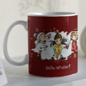 Mug Filles mignonnes en hiver avec bonhomme de neige d