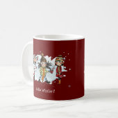 Mug Filles mignonnes en hiver avec bonhomme de neige d (Devant gauche)