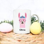 Mug Filles roses mignonnes Llama Personnaliser le nom<br><div class="desc">Filles roses mignonnes Llama Personnaliser le nom</div>