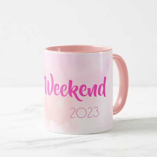 Mug Filles Week-end Pink Aquarelle amusant Cadeau pers (Devant droit)