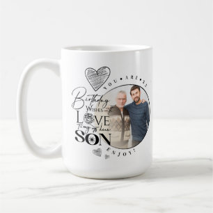Mug Fils moderne , anniversaire de petit-fils Typograp