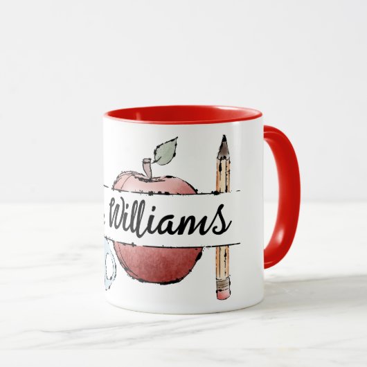 Mug Fin d'année Appréciation de l'enseignant pomme Doo (Devant droit)