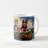 Mug Finnish Lapphund Christmas Boat Holiday (Devant droit)