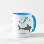 Mug Fins Up Great White Shark Sous l'eau amusant (Devant droit)