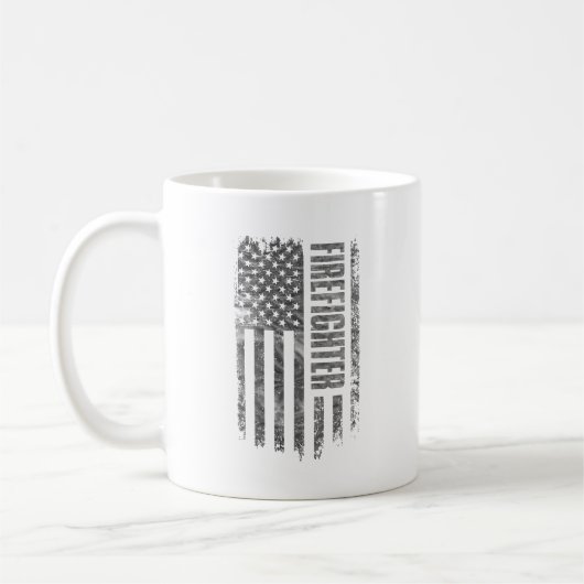 Mug Firefighter USA Flag Distressed design (Gauche)