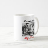 Mug Firefighters_Wife, coeur, bottes, s'est marié à, (Devant droit)