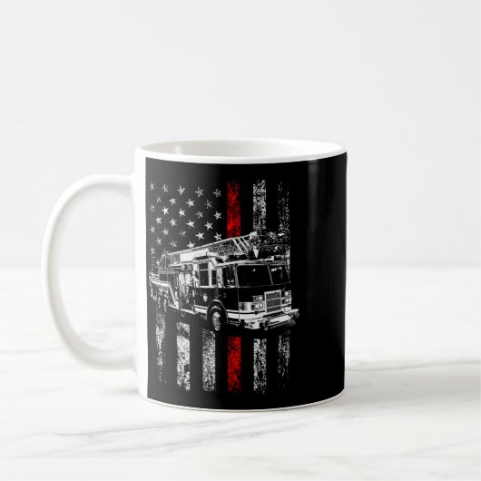Mug Fireman American Flag Thin Red Line Firefighter  (Gauche)