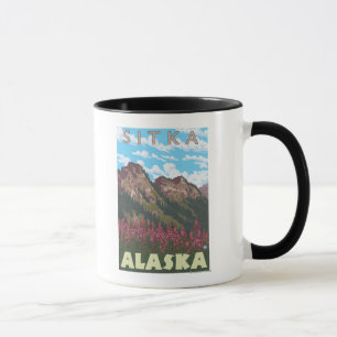 Mug Fireweed et montagnes - Sitka, Alaska