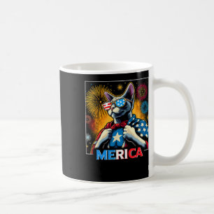 Mug Fireworks Patriotique Devon Rex Cat Merica