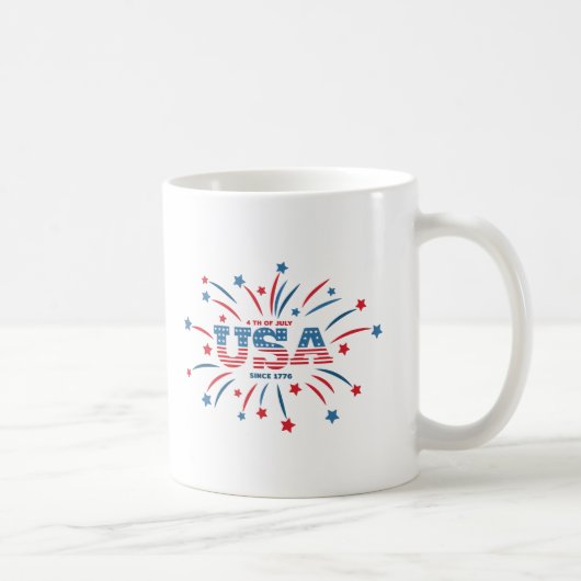 Mug Fireworks USA Patriotique Rouge Blanc Bleu (Droite)
