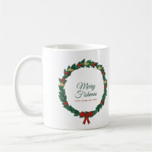 Mug Fish Noël Joyeux Fishmas, Couronne de houx