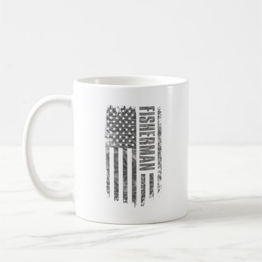 Mug Fisherman USA Flag Distressed design (Gauche)