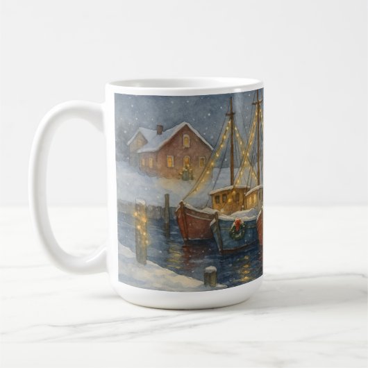 Mug Fishing Boats in Harbor Christmas (Gauche)