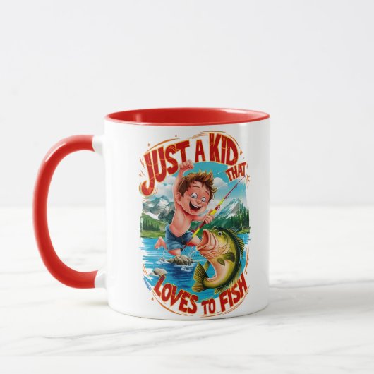 Mug Fishy Adventure : Juste un enfant qui aime pêcher (Gauche)