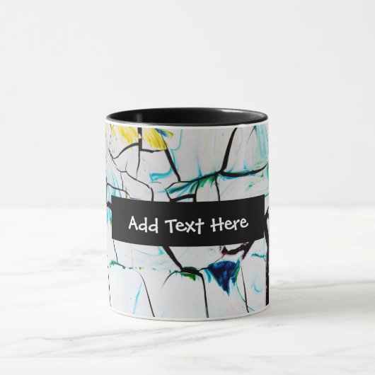 Mug Fissures Abstraites en bleu jaune vert (Centre)