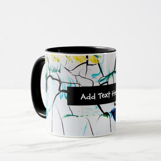 Mug Fissures Abstraites en bleu jaune vert (Devant gauche)