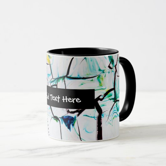 Mug Fissures Abstraites en bleu jaune vert (Devant droit)