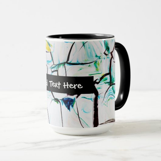 Mug Fissures Abstraites en bleu jaune vert (Devant droit)