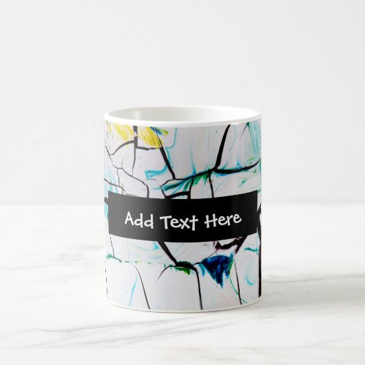 Mug Fissures Abstraites en bleu jaune vert (Centre)