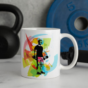 Mug Fitness Abstrait Art of Man Lifting Dumbbells