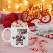 Mug Fitness amusant Noël Bicep Curls Barbell Père Noël